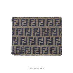 🔴 Fendi Bifold Wallet - Micro FF Zucca Canvas Navy